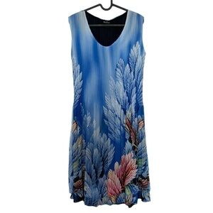 Caeliann Accordian Pleated Coastal Beach Coral Reef Ocean Aquatic Sundress Large